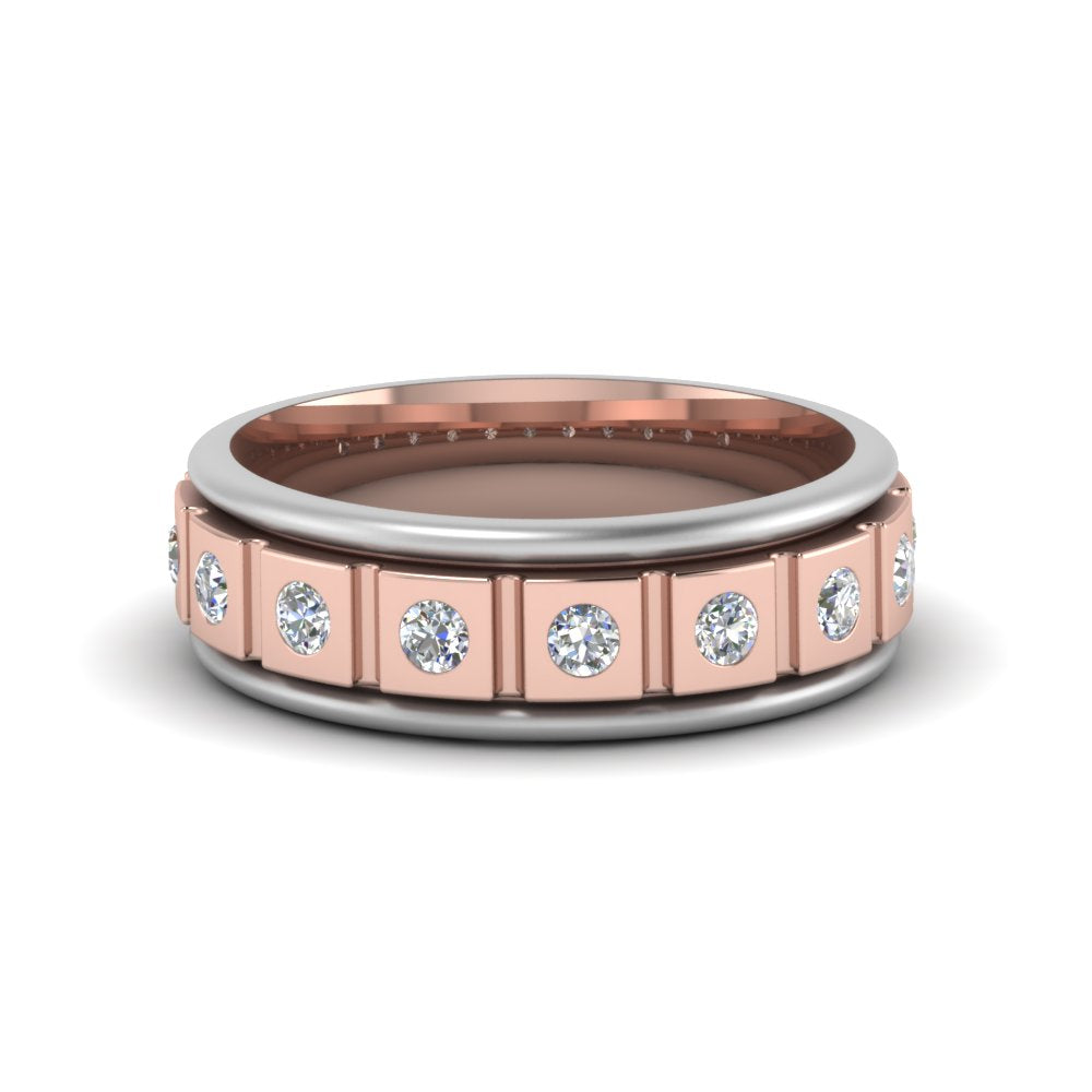 2 Tone Mens Diamond Wedding Band