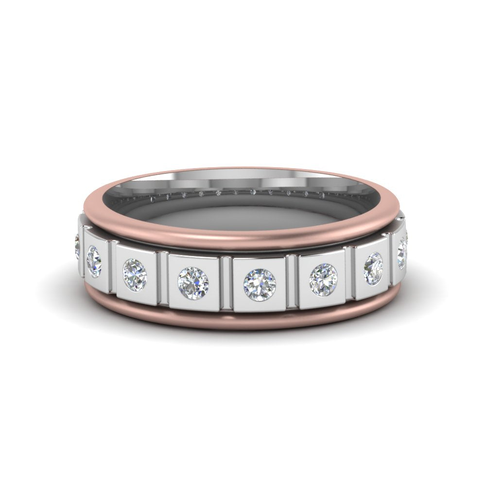2 Tone Mens Diamond Wedding Band