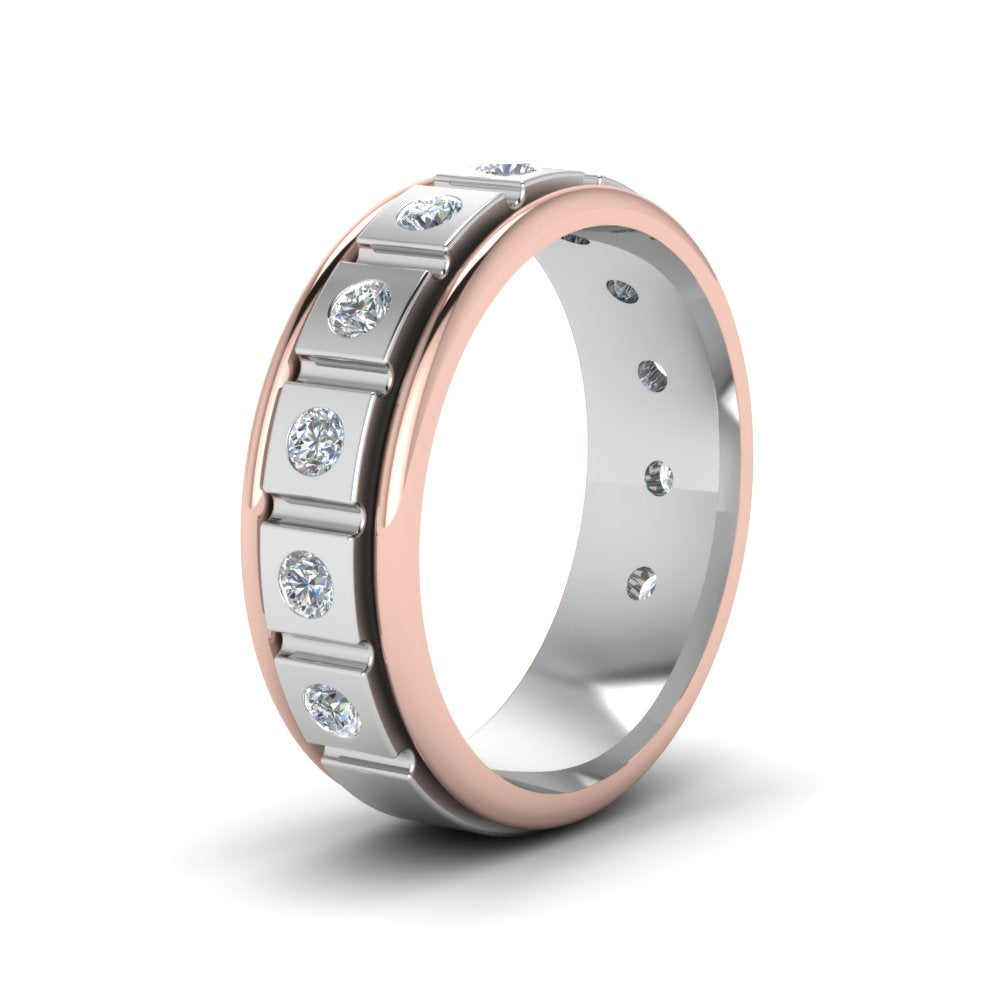 2 Tone Mens Diamond Wedding Band