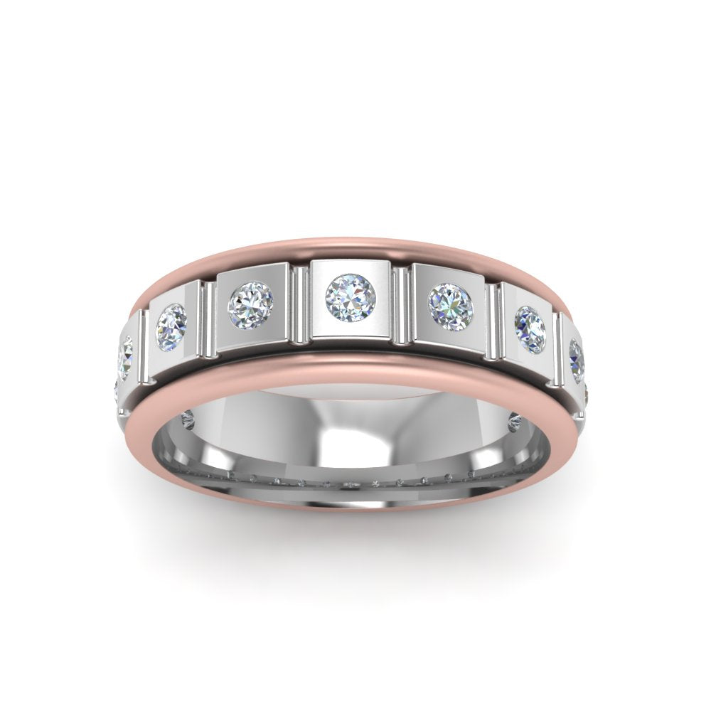 2 Tone Mens Diamond Wedding Band