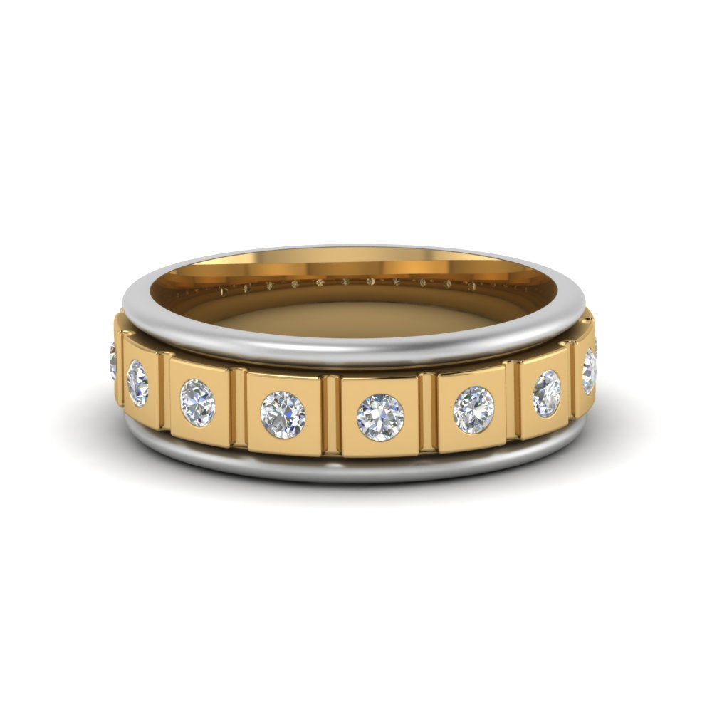 2 Tone Mens Diamond Wedding Band