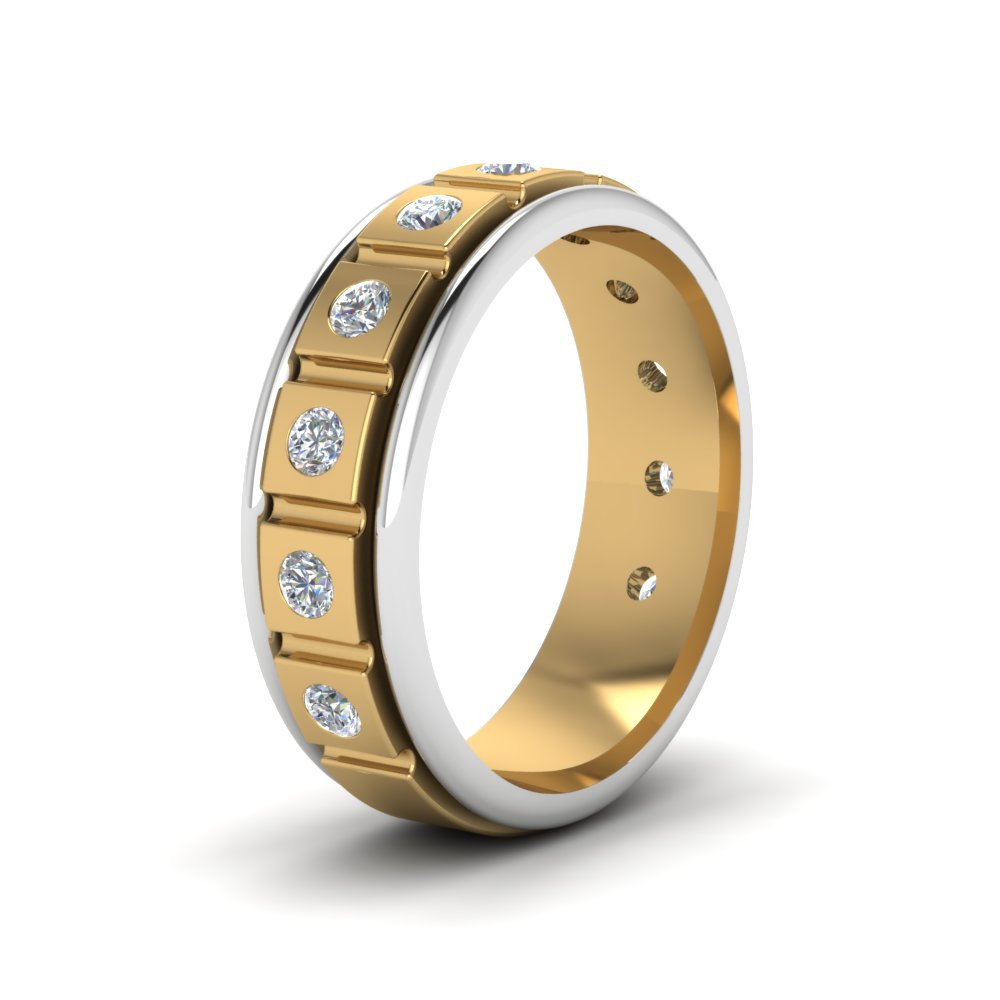 2 Tone Mens Diamond Wedding Band
