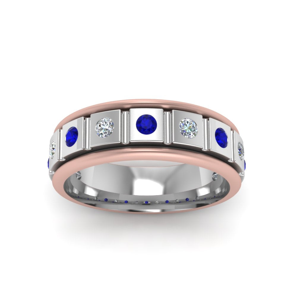 2 Tone Mens Diamond Wedding Band