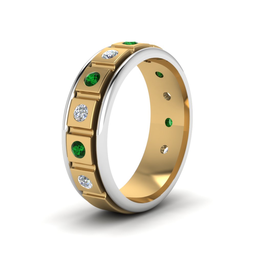 2 Tone Mens Diamond Wedding Band