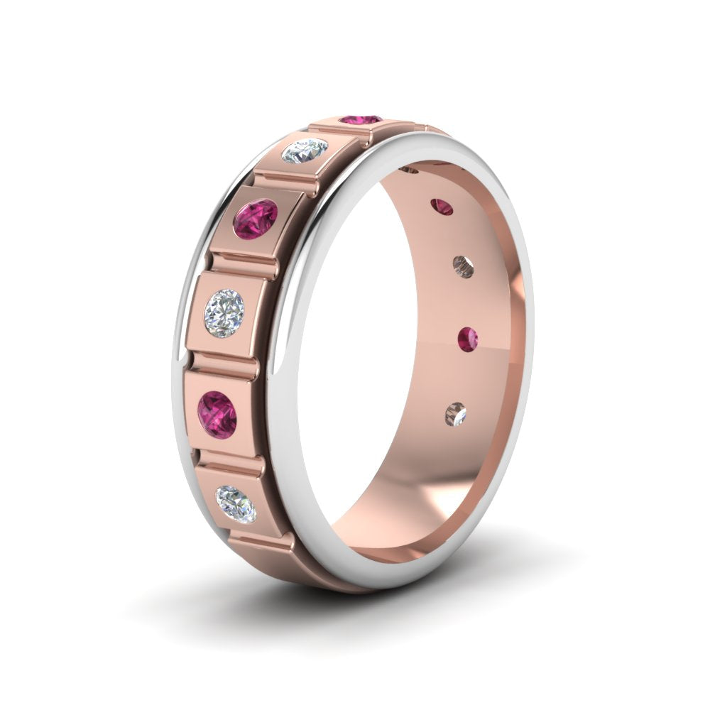 2 Tone Mens Diamond Wedding Band