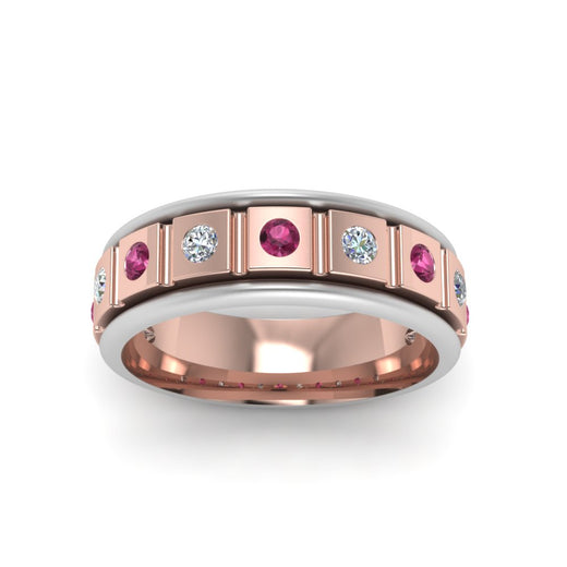 2 Tone Mens Diamond Wedding Band