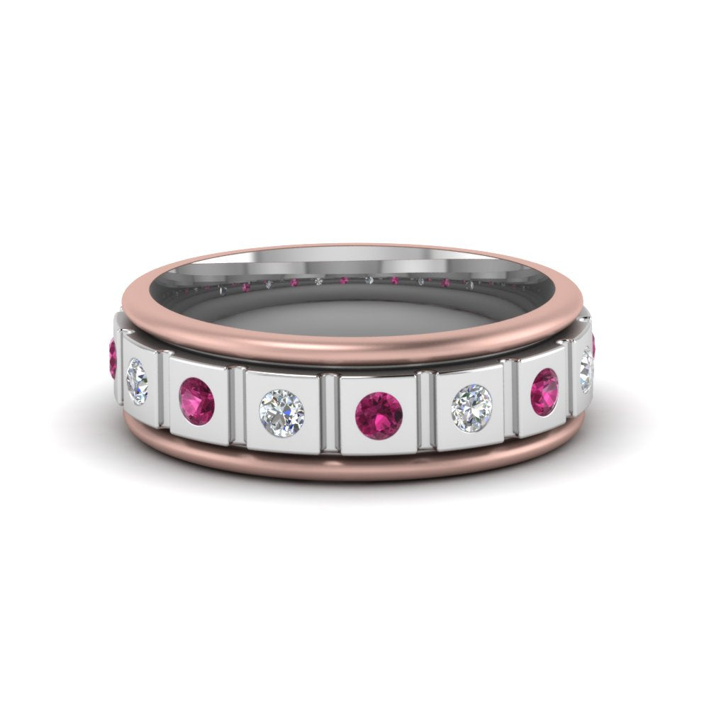 2 Tone Mens Diamond Wedding Band