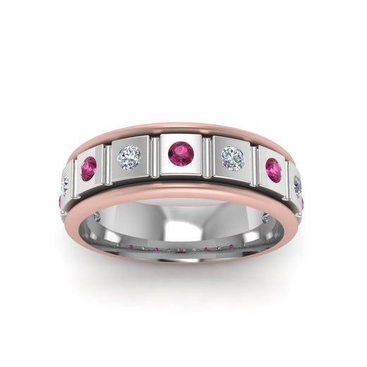 2 Tone Mens Diamond Wedding Band