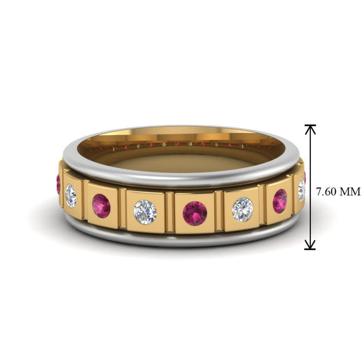 2 Tone Mens Diamond Wedding Band