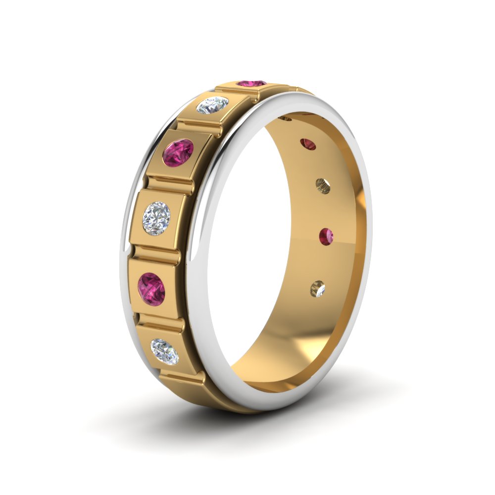 2 Tone Mens Diamond Wedding Band