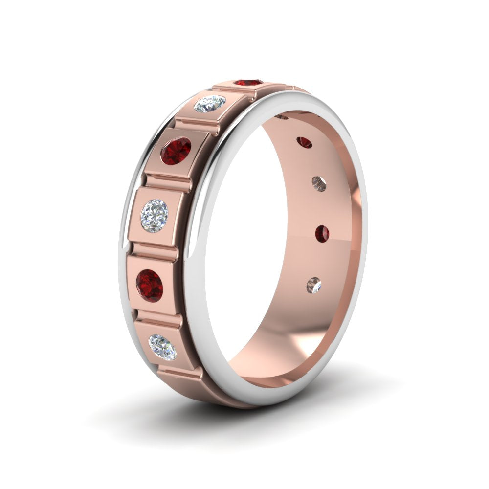 2 Tone Mens Diamond Wedding Band