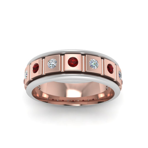 2 Tone Mens Diamond Wedding Band