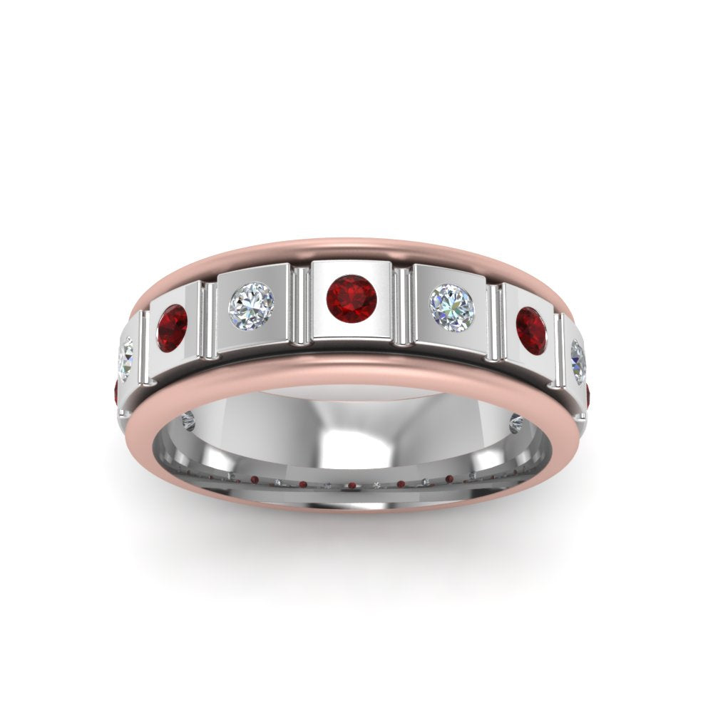 2 Tone Mens Diamond Wedding Band