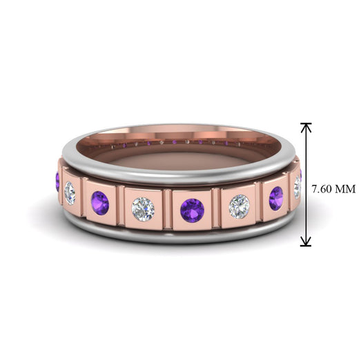 2 Tone Mens Diamond Wedding Band