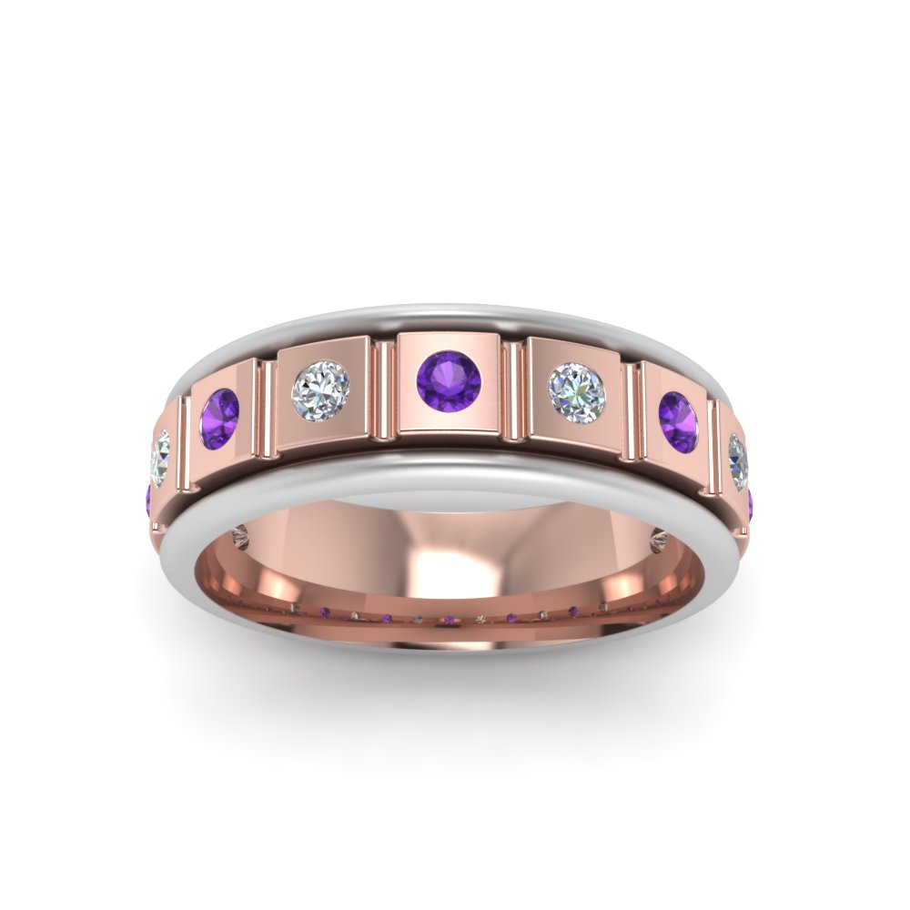 2 Tone Mens Diamond Wedding Band