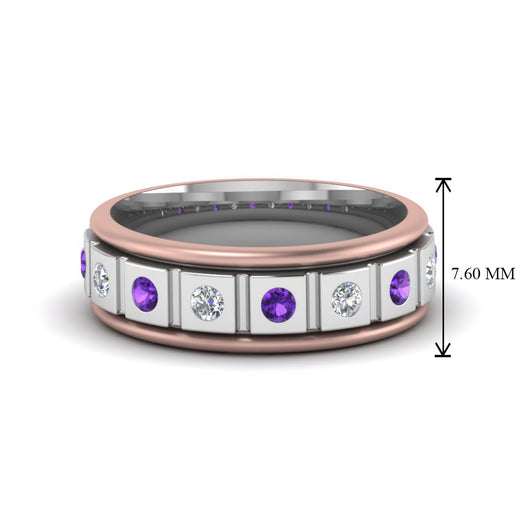 2 Tone Mens Diamond Wedding Band