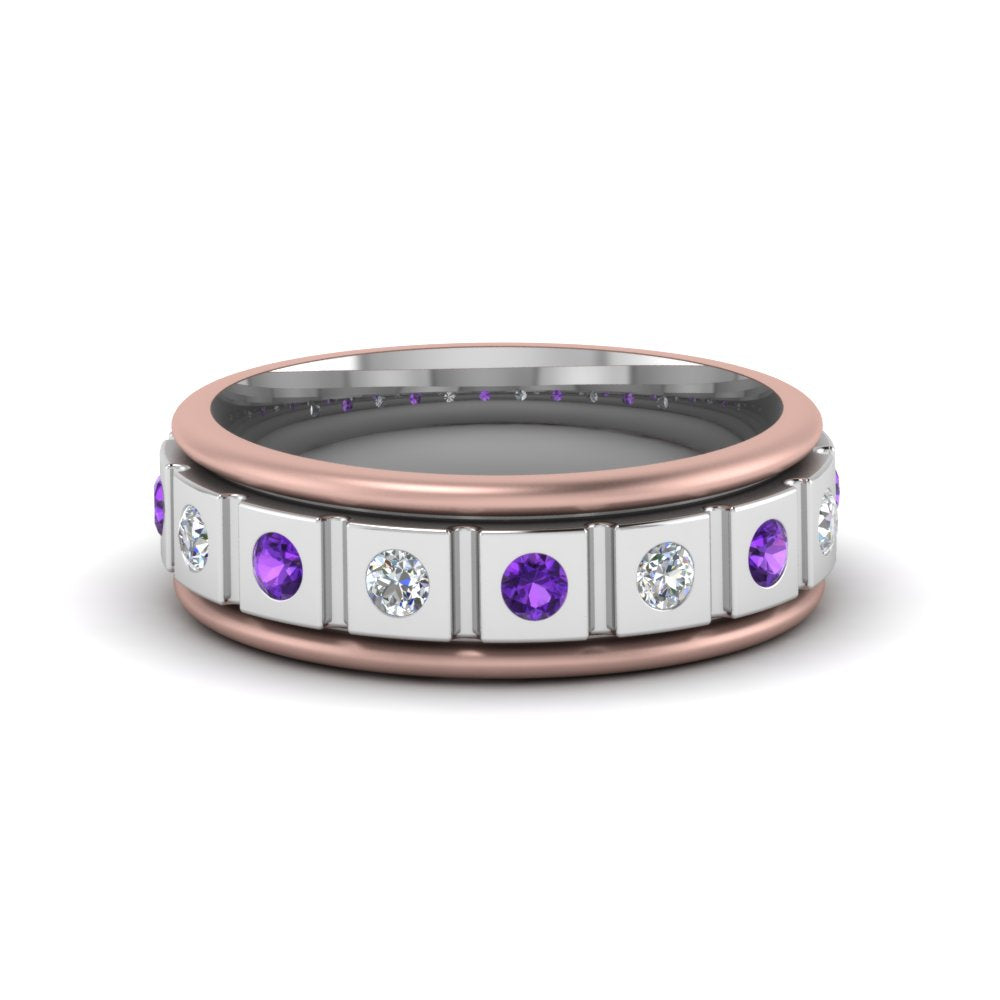 2 Tone Mens Diamond Wedding Band