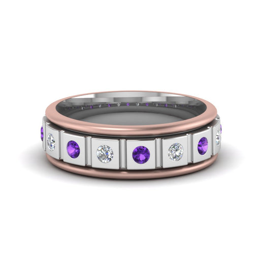 2 Tone Mens Diamond Wedding Band