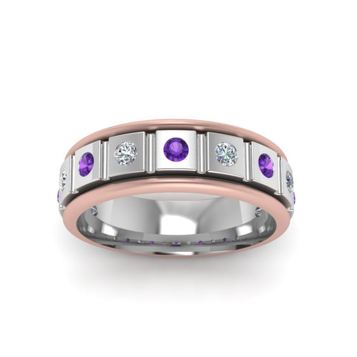 2 Tone Mens Diamond Wedding Band