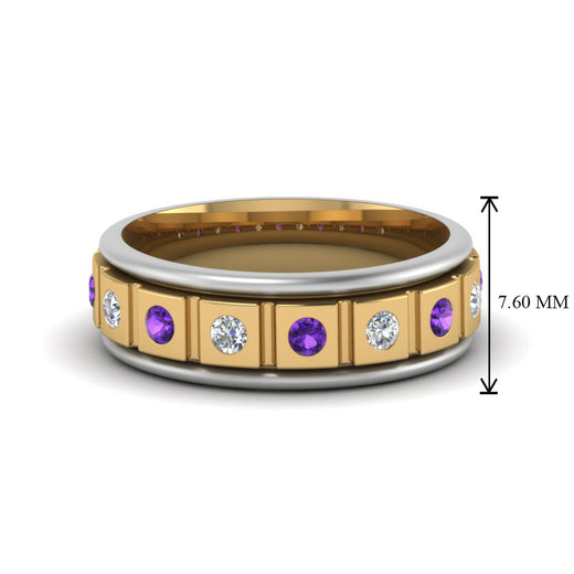 2 Tone Mens Diamond Wedding Band