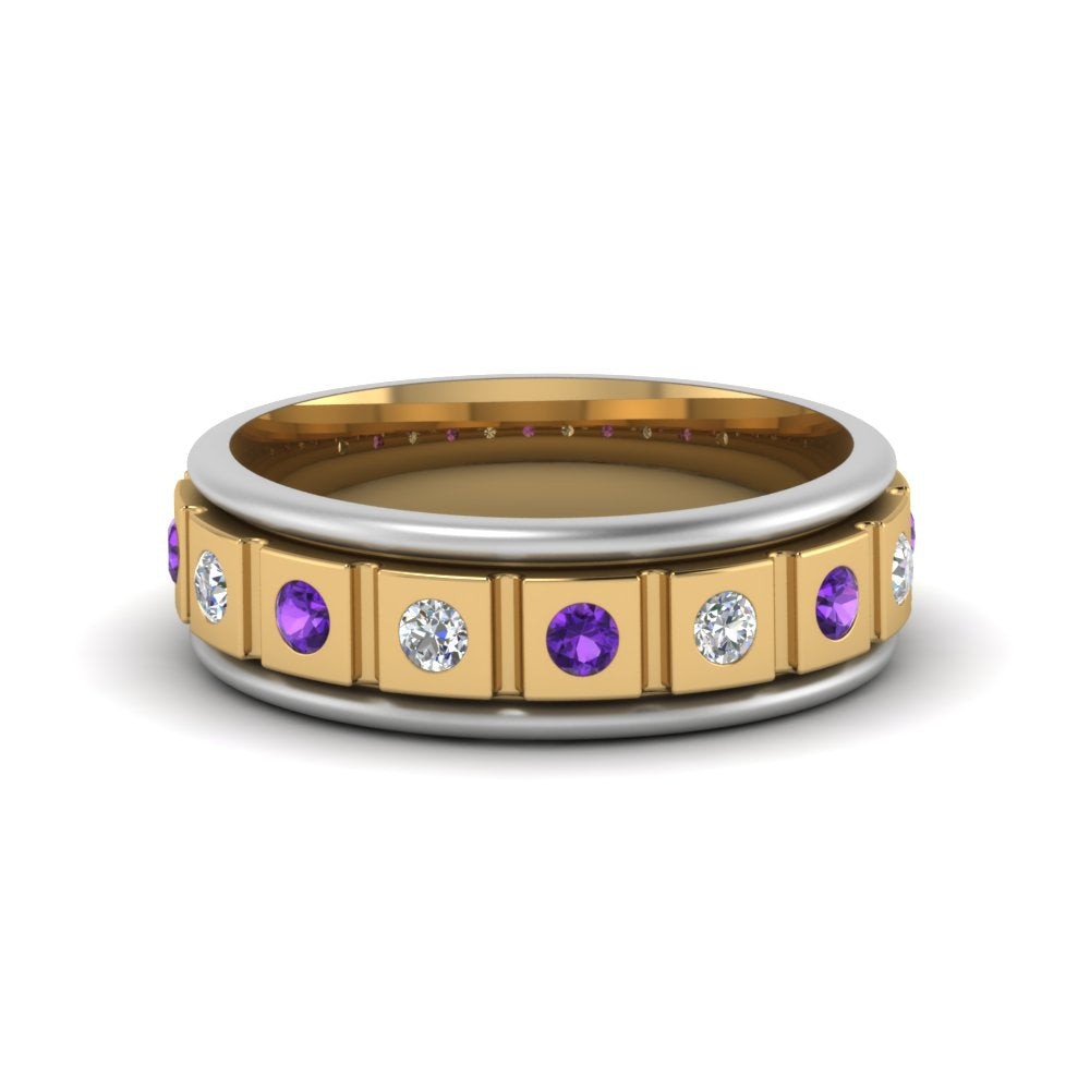 2 Tone Mens Diamond Wedding Band