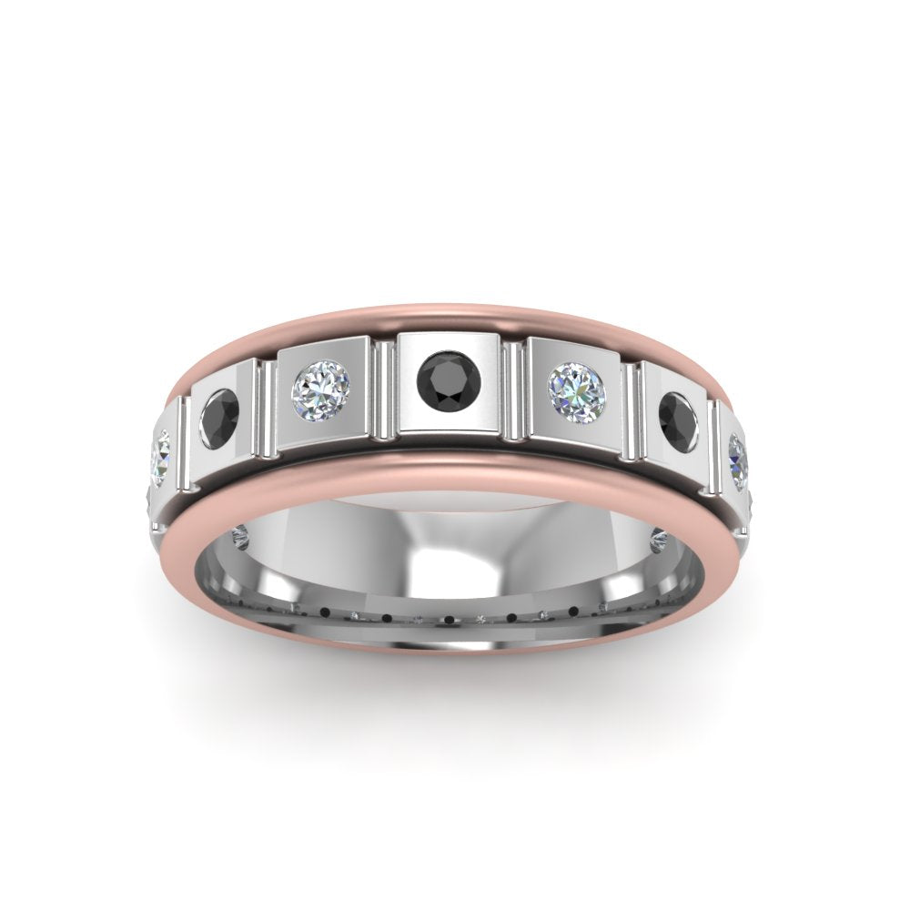 2 Tone Mens Diamond Wedding Band