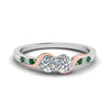 Load image into Gallery viewer, 2-tone-swirl-diamond-band-with-emerald-in-14K-white-gold-FDO84792RORGEMGR-NL-WG