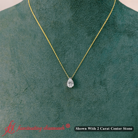 Minimal Pear Shaped Diamond Solitaire Pendant