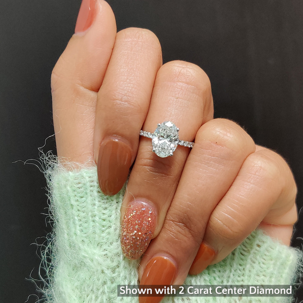 Oval Shaped Hidden Halo Engagement Ring