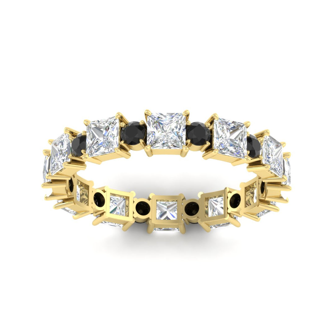 2.50-carat-art-deco-princess-diamond-eternity-band-with-black-diamond-in-yellow-gold-fdewb10256prgblackangle5-3.00mm-nl-yg