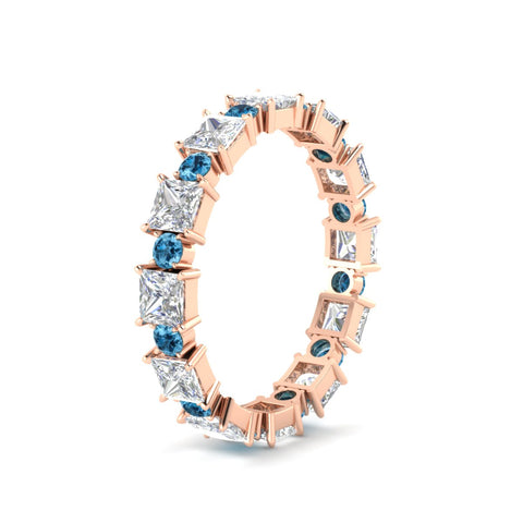 2.50-carat-art-deco-princess-diamond-eternity-band-with-blue-topaz-in-rose-gold-fdewb10256prgicbltoangle2-3.00mm-nl-rg