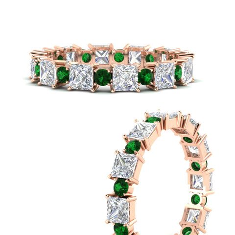 2.50-carat-art-deco-princess-diamond-eternity-band-with-emerald-in-rose-gold-fdewb10256prgemgrangle3-3.00mm-nl-rg