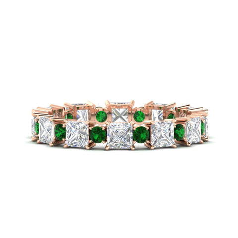 2.50-carat-art-deco-princess-diamond-eternity-band-with-emerald-in-rose-gold-fdewb10256prgemgrsleep-3.00mm-nl-rg