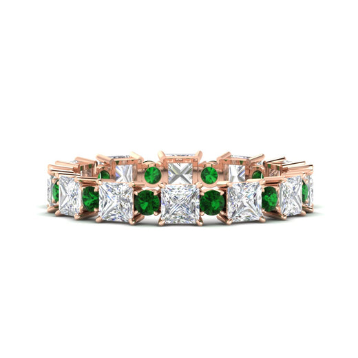2.50-carat-art-deco-princess-diamond-eternity-band-with-emerald-in-rose-gold-fdewb10256prgemgrsleep-3.00mm-nl-rg