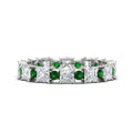 Thumbnail 20 - 2.50-carat-art-deco-princess-diamond-eternity-band-with-emerald-in-white-gold-fdewb10256prgemgrsleep-3.00mm-nl-wg