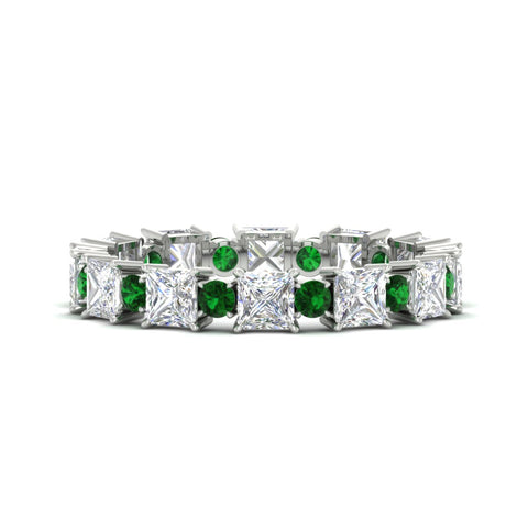 2.50-carat-art-deco-princess-diamond-eternity-band-with-emerald-in-white-gold-fdewb10256prgemgrsleep-3.00mm-nl-wg