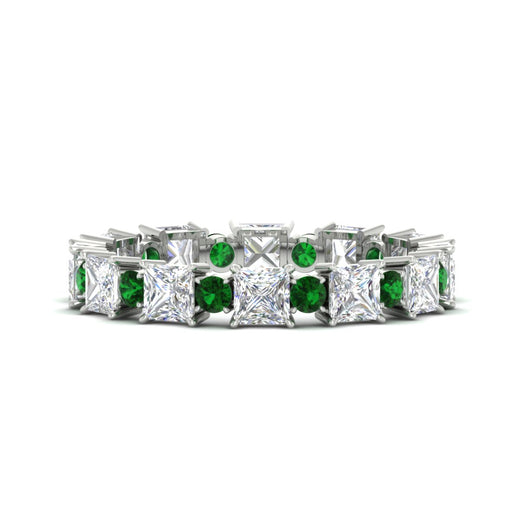 2.50-carat-art-deco-princess-diamond-eternity-band-with-emerald-in-white-gold-fdewb10256prgemgrsleep-3.00mm-nl-wg