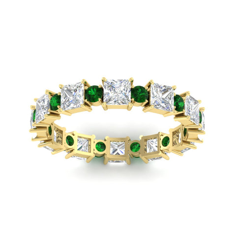 2.50-carat-art-deco-princess-diamond-eternity-band-with-emerald-in-yellow-gold-fdewb10256prgemgrangle5-3.00mm-nl-yg