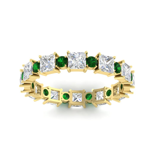 2.50-carat-art-deco-princess-diamond-eternity-band-with-emerald-in-yellow-gold-fdewb10256prgemgrangle5-3.00mm-nl-yg
