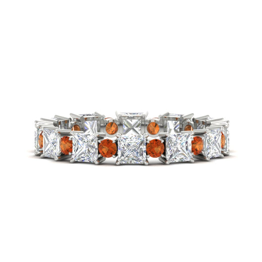 2.50-carat-art-deco-princess-diamond-eternity-band-with-orange-saphhire-in-white-gold-fdewb10256prgsaorsleep-3.00mm-nl-wg