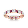 Thumbnail 50 - 2.50-carat-art-deco-princess-diamond-eternity-band-with-pink-sapphire-in-rose-gold-fdewb10256prgsadrpiangle5-3.00mm-nl-rg