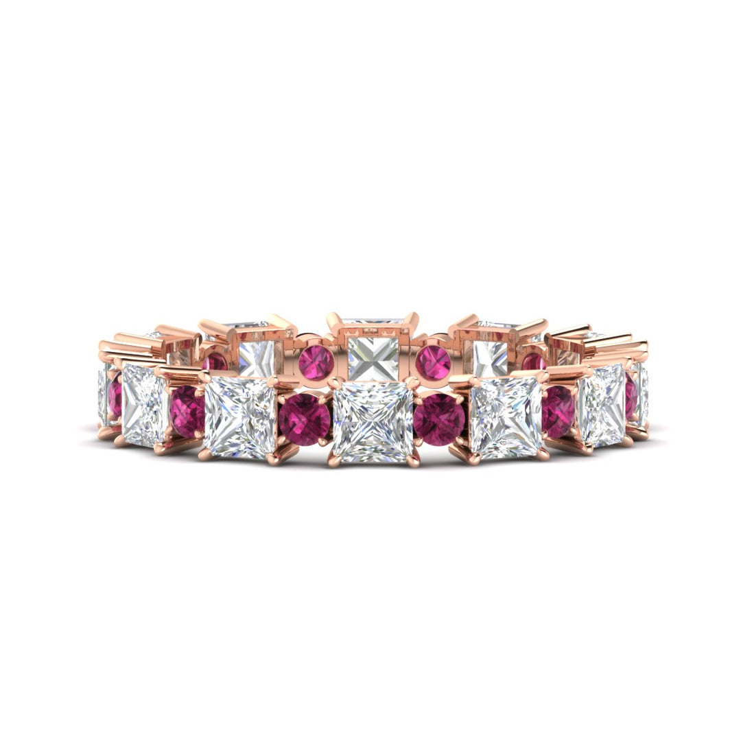 2.50-carat-art-deco-princess-diamond-eternity-band-with-pink-sapphire-in-rose-gold-fdewb10256prgsadrpisleep-3.00mm-nl-rg