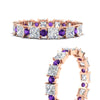 Load image into Gallery viewer, 2.50-carat-art-deco-princess-diamond-eternity-band-with-purple-amethyst-in-rose-gold-fdewb10256prgvitoangle3-3.00mm-nl-rg