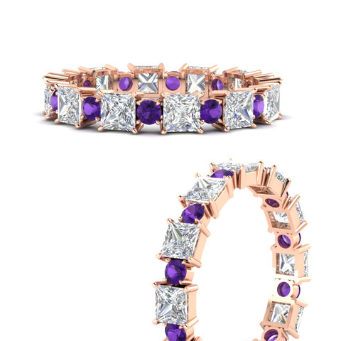 2.50-carat-art-deco-princess-diamond-eternity-band-with-purple-amethyst-in-rose-gold-fdewb10256prgvitoangle3-3.00mm-nl-rg