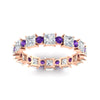 Load image into Gallery viewer, 2.50-carat-art-deco-princess-diamond-eternity-band-with-purple-amethyst-in-rose-gold-fdewb10256prgvitoangle5-3.00mm-nl-rg
