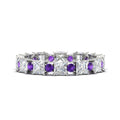Thumbnail 36 - 2.50-carat-art-deco-princess-diamond-eternity-band-with-purple-amethyst-in-white-gold-fdewb10256prgvitosleep-3.00mm-nl-wg