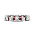 Thumbnail 24 - 2.50-carat-art-deco-princess-diamond-eternity-band-with-ruby-in-white-gold-fdewb10256prgrudrsleep-3.00mm-nl-wg