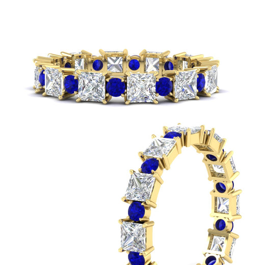 2.50-carat-art-deco-princess-diamond-eternity-band-with-sapphire-in-yellow-gold-fdewb10256prgsablangle3-3.00mm-nl-yg