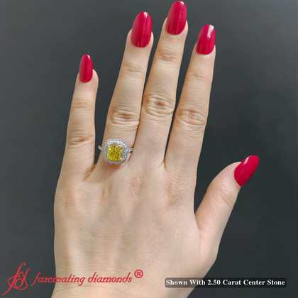 Yellow Lab Grown Diamond Double Halo Engagement Ring
