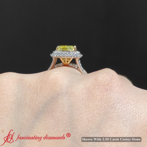 Yellow Lab Grown Diamond Double Halo Engagement Ring